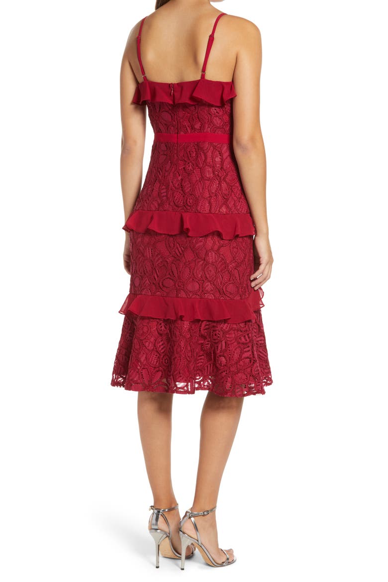 Enslie Embroidered Lace Dress, Alternate, color, CHERRY