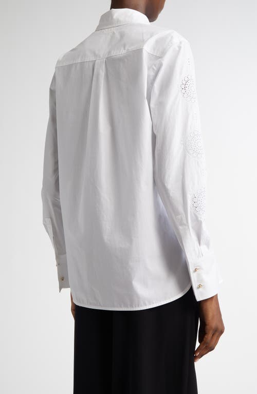 Max Mara Studio Sesia Cutwork Embroidered Button-up Shirt In Optical White
