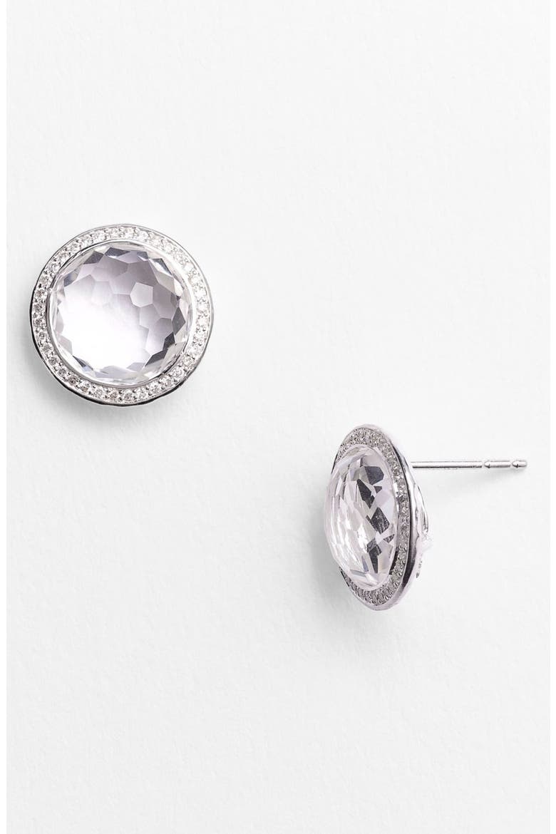 'Rock Candy - Stella' Diamond & Stone Stud Earrings, Alternate, color, SILVER/ CLEAR QUARTZ