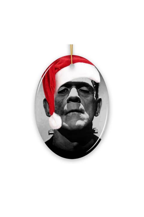 Frankenstein Santa Hat Ceramic Ornament