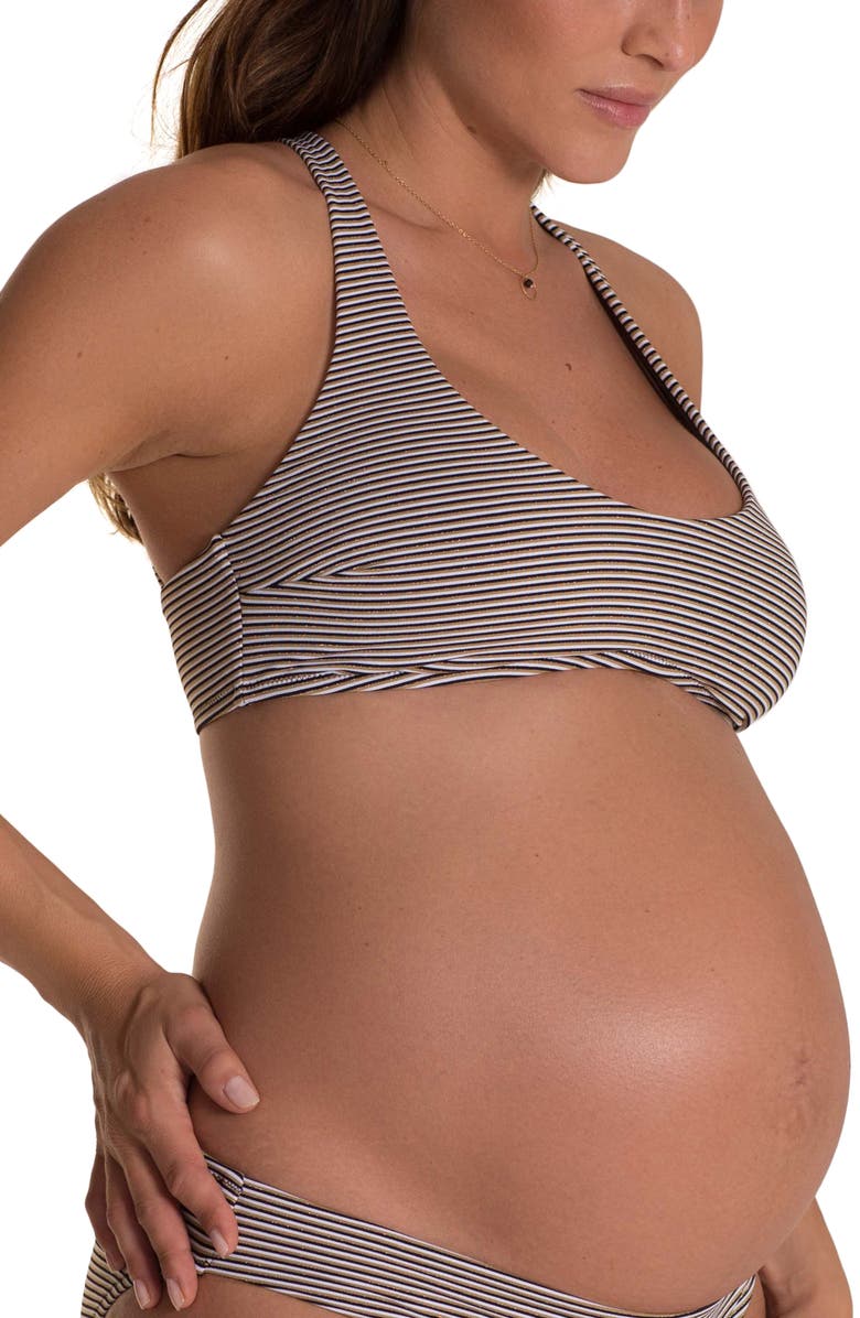 Pez D'Or Olivia Stripe Maternity Bikini Top, Alternate, color,