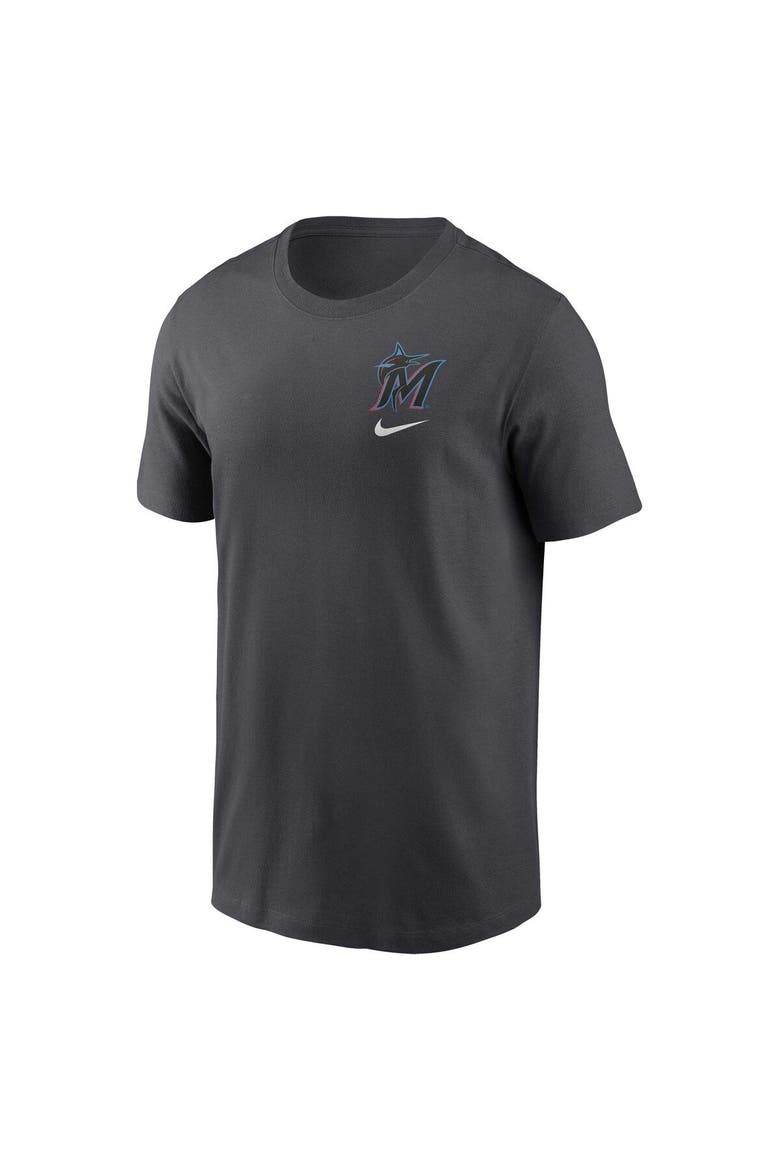 Men's Nike Charcoal Miami Marlins Logo Sketch Bar T-Shirt, Alternate, color, Charcoal