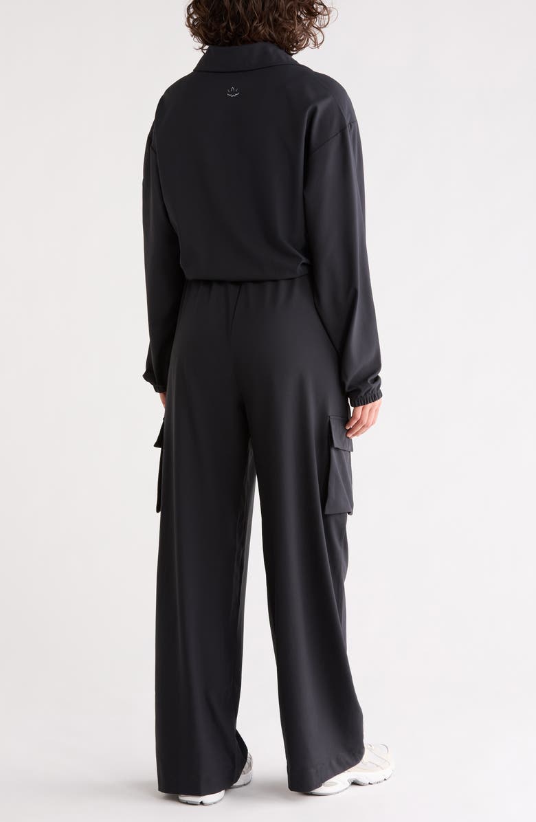 Beyond Yoga Long Sleeve Cargo Jumpsuit, Alternate, color, Black