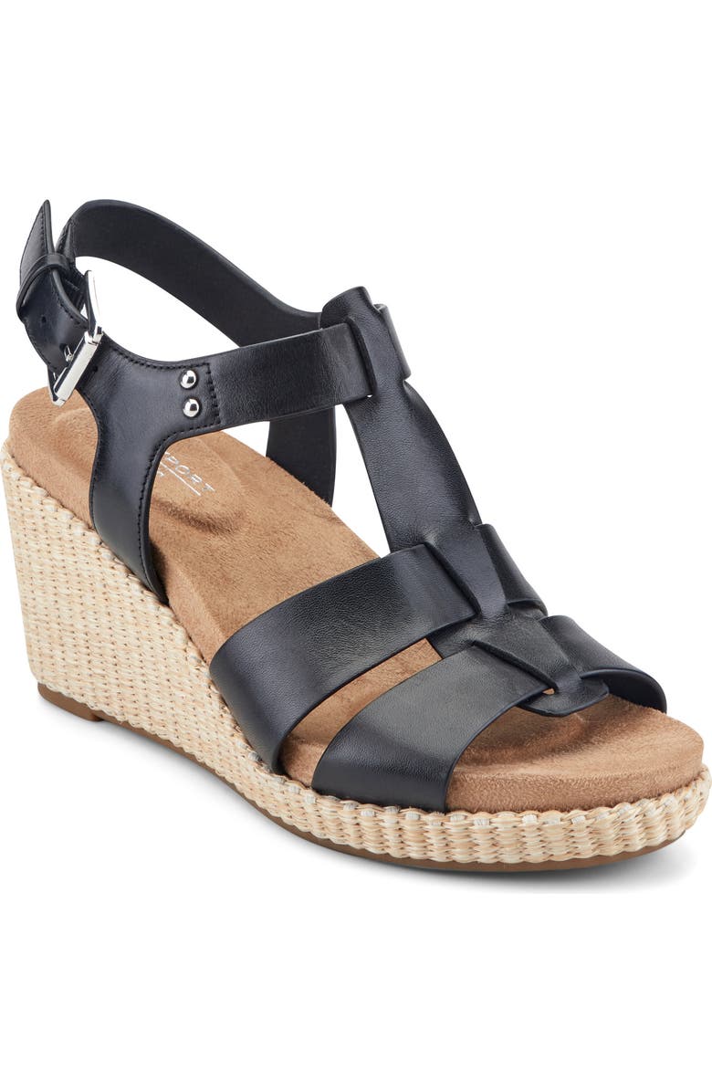 Rockport Belle Wedge Sandal, Main, color, Black Leather