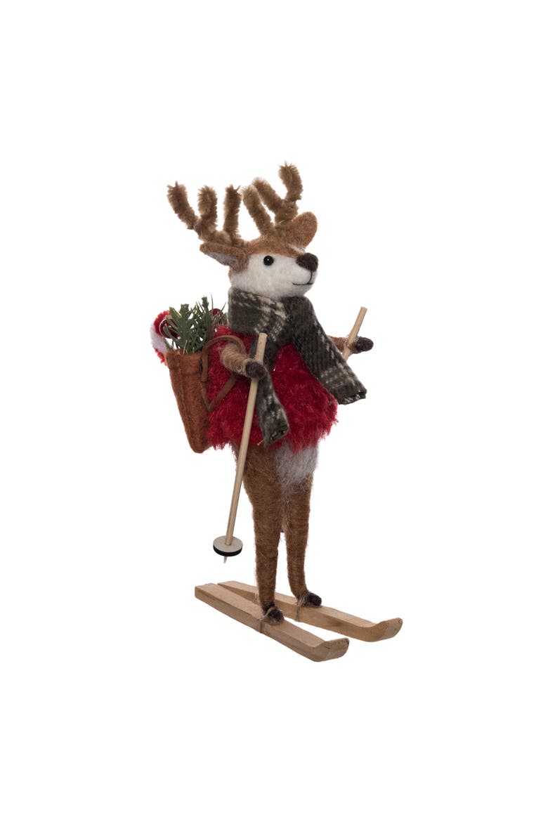Deer On Skis Figurine, Main, color, Red