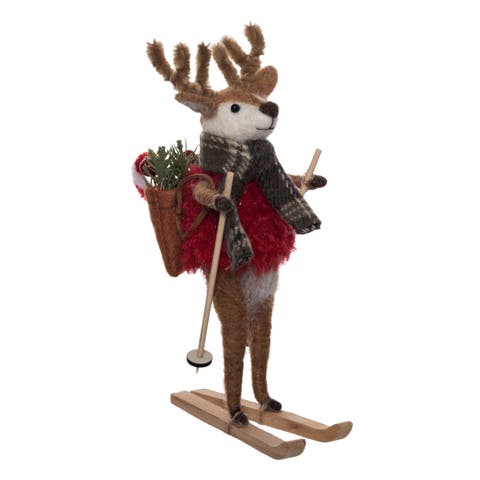 Deer On Skis Figurine