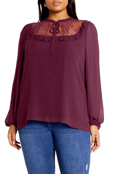 Greta Lace Trim Top (Plus)