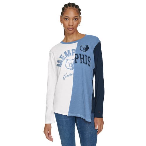 Tommy Jeans White/light Blue Memphis Grizzlies Amelia Color Blocked Long Sleeve T-shirt
