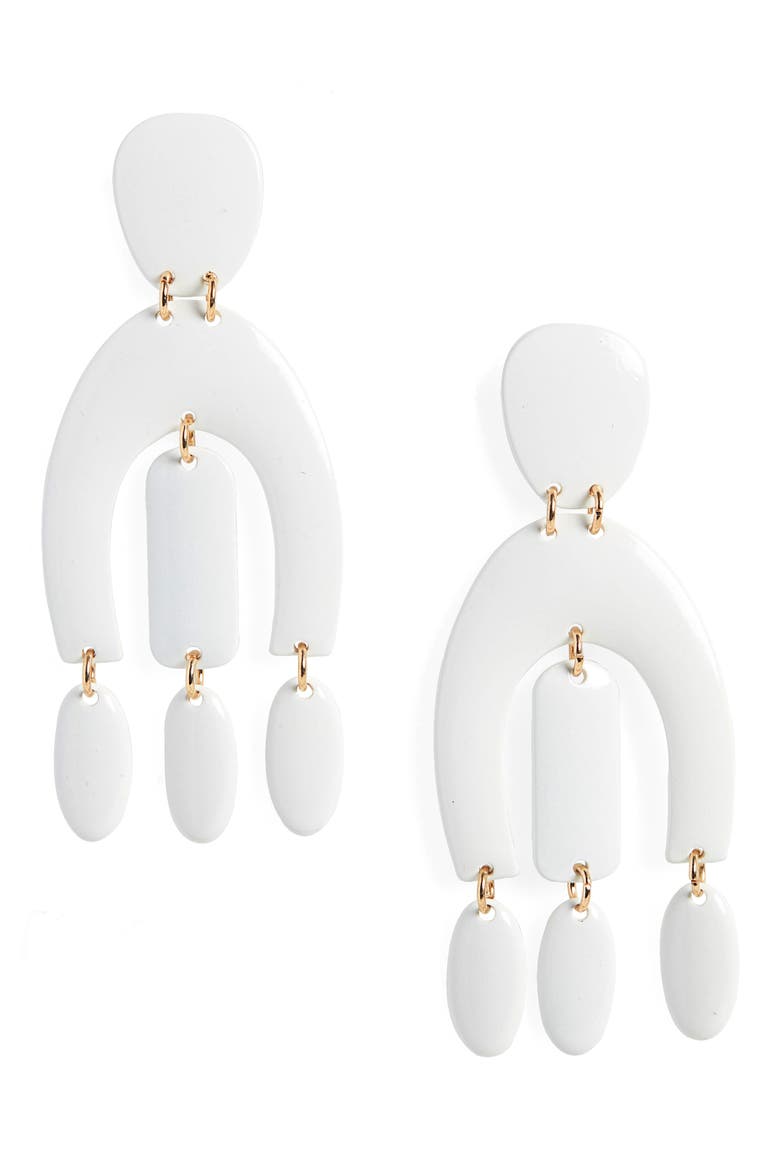 Sculpted Drop Earrings, Main, color, CREAM/ GOLD