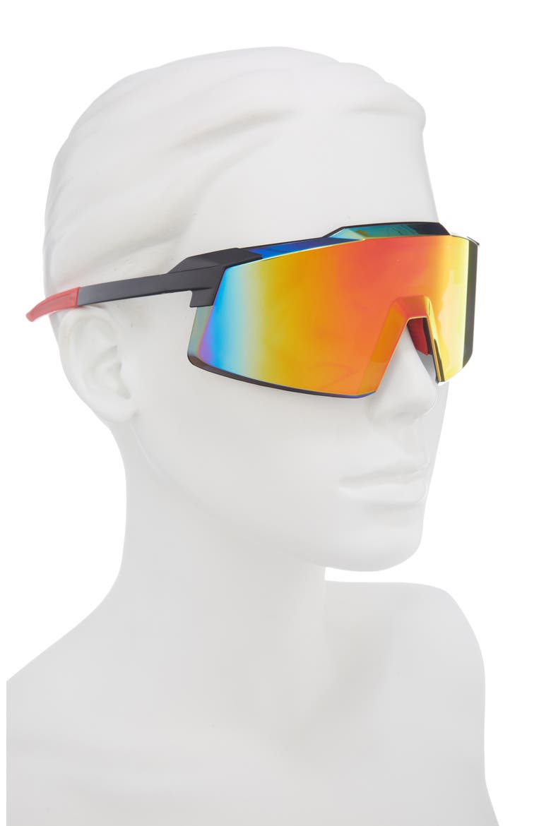 145mm Oversize Shield Sunglasses, Alternate, color, BLACK