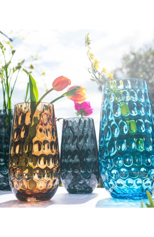Vietri Bolla Glass Medium Pebbled Vase In Blue