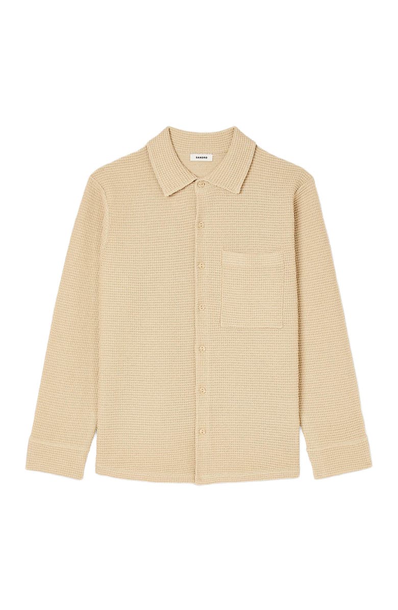 SANDRO Oversized knit shirt, Alternate, color, Nut