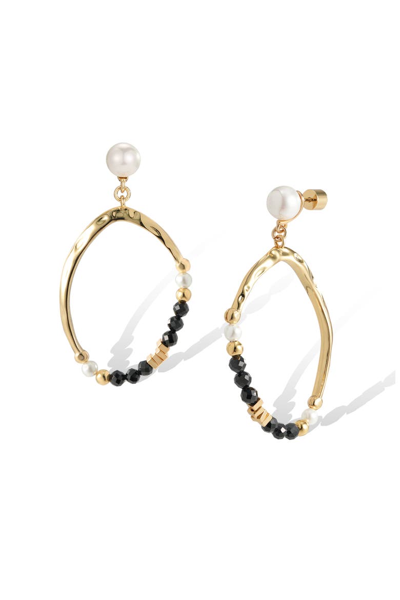 Poseidon Earrings, Main, color, Black & White & Gold