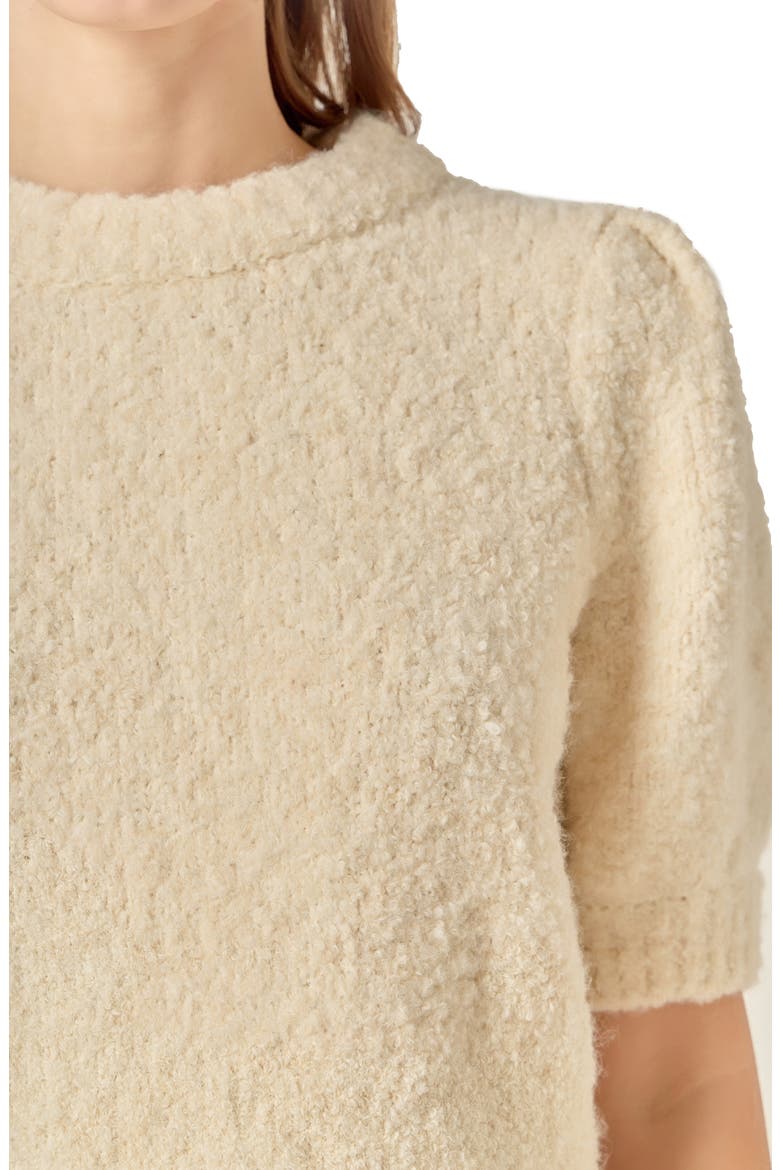 Puff Sleeve Bouclé Sweater, Alternate, color, CREAM