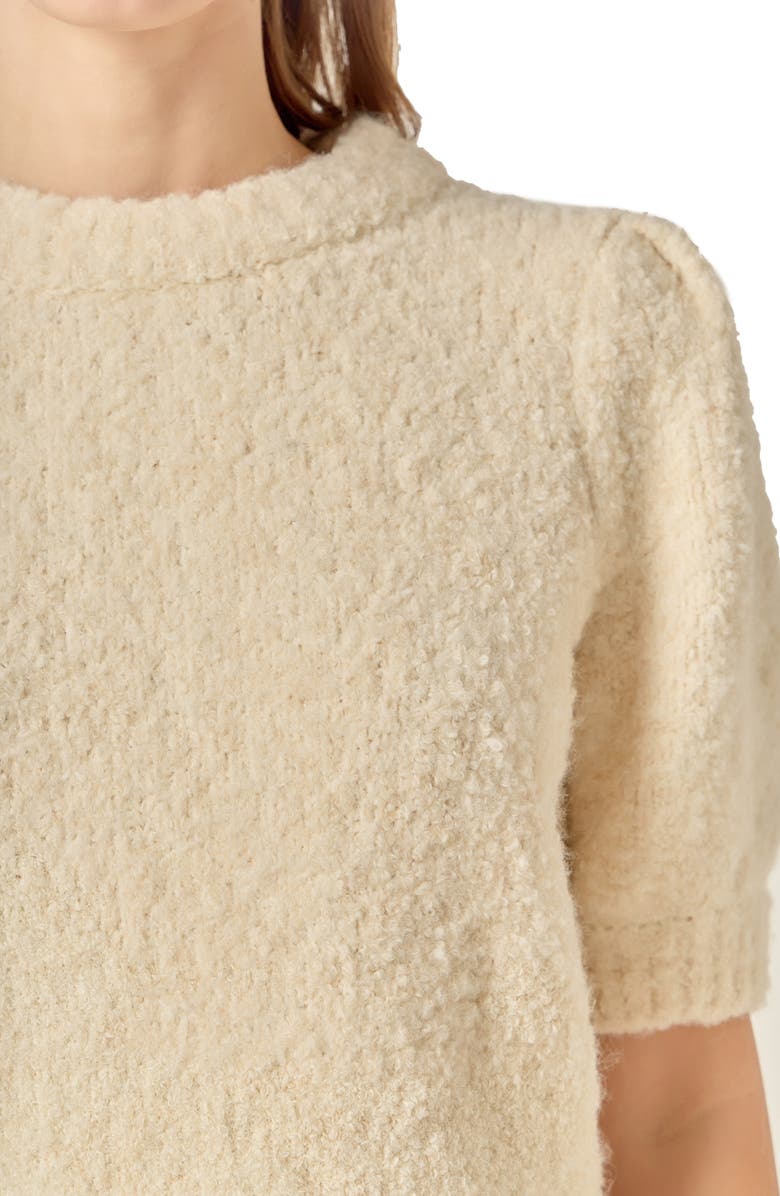 English Factory Puff Sleeve Bouclé Sweater, Alternate, color, Cream