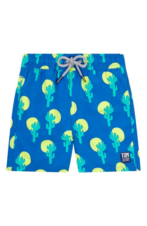 Kids' Cactus Print Performance Swim Trunks (Big Kid)