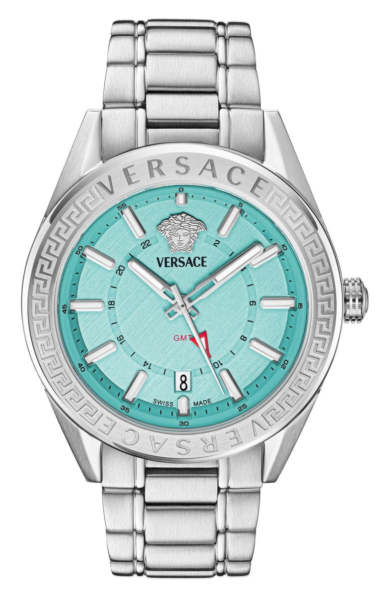 Versace V-Code GMT Bracelet Watch, 42mm, Main, color,