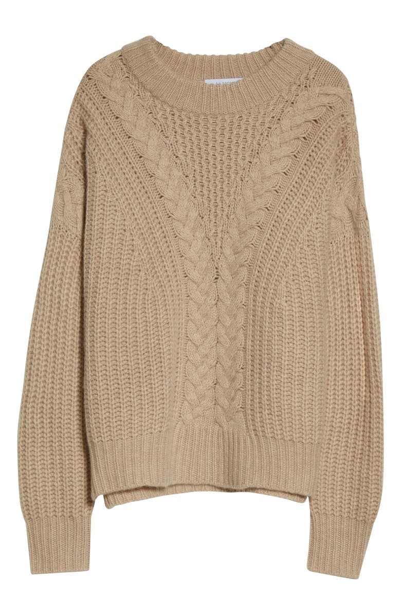 La Ligne V-Cable Cashmere Crewneck Sweater, Alternate, color, 