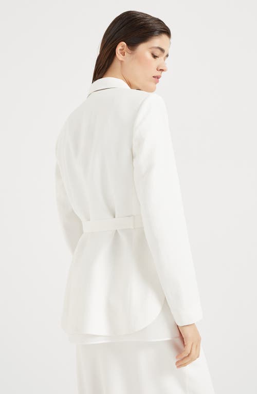 Brunello Cucinelli Twill Blazer With Monili In White