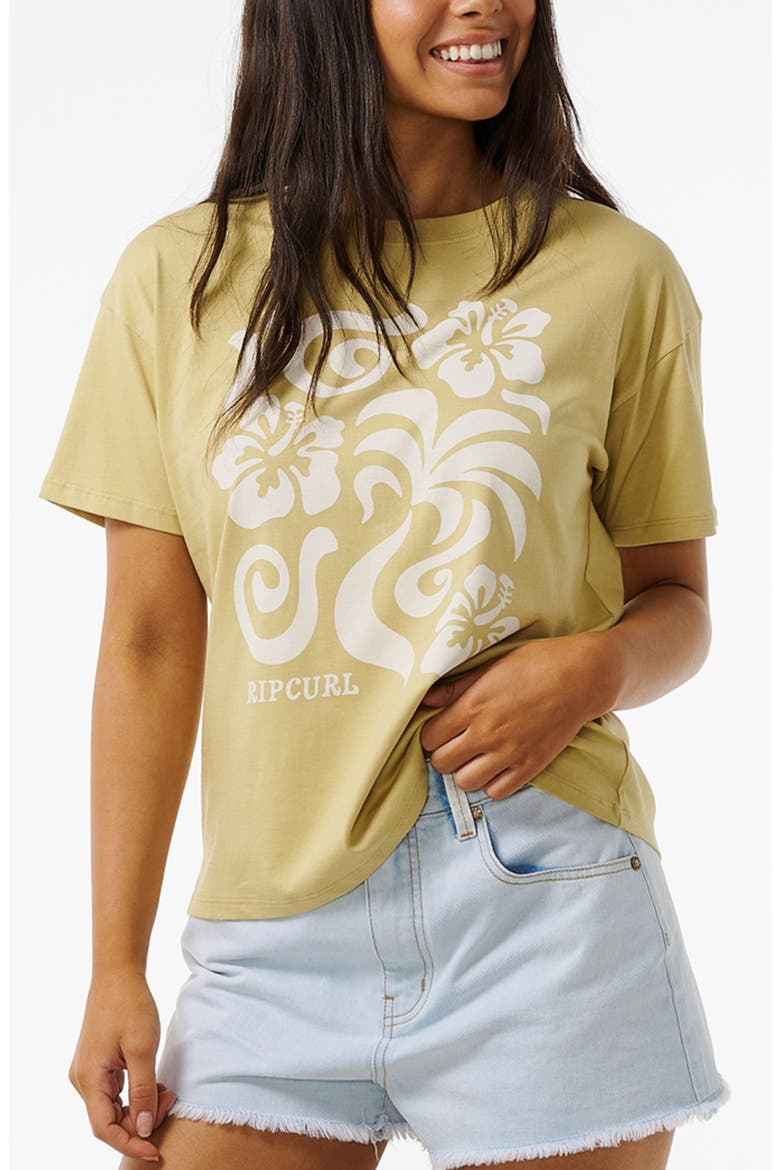 Tropical Organic Cotton Graphic T-Shirt, Main, color, LIGHT OLIVE