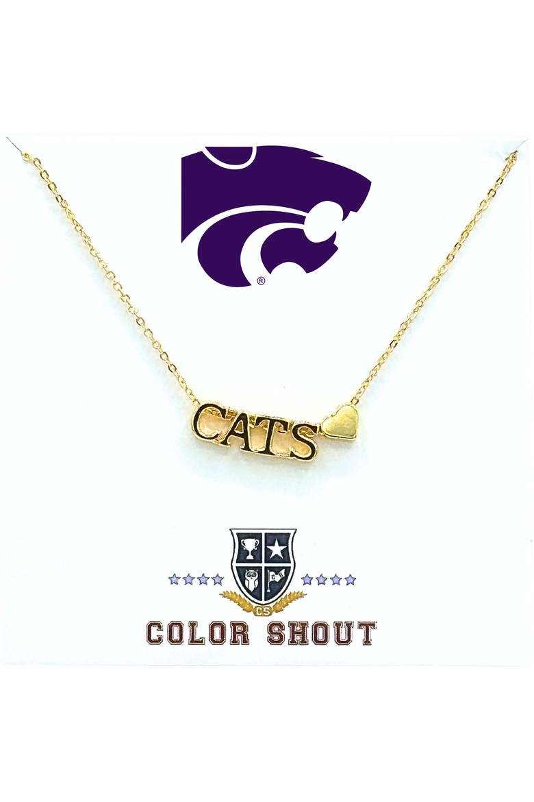 Kansas State University Gold Heart Necklace, Main, color, Yellow Gold