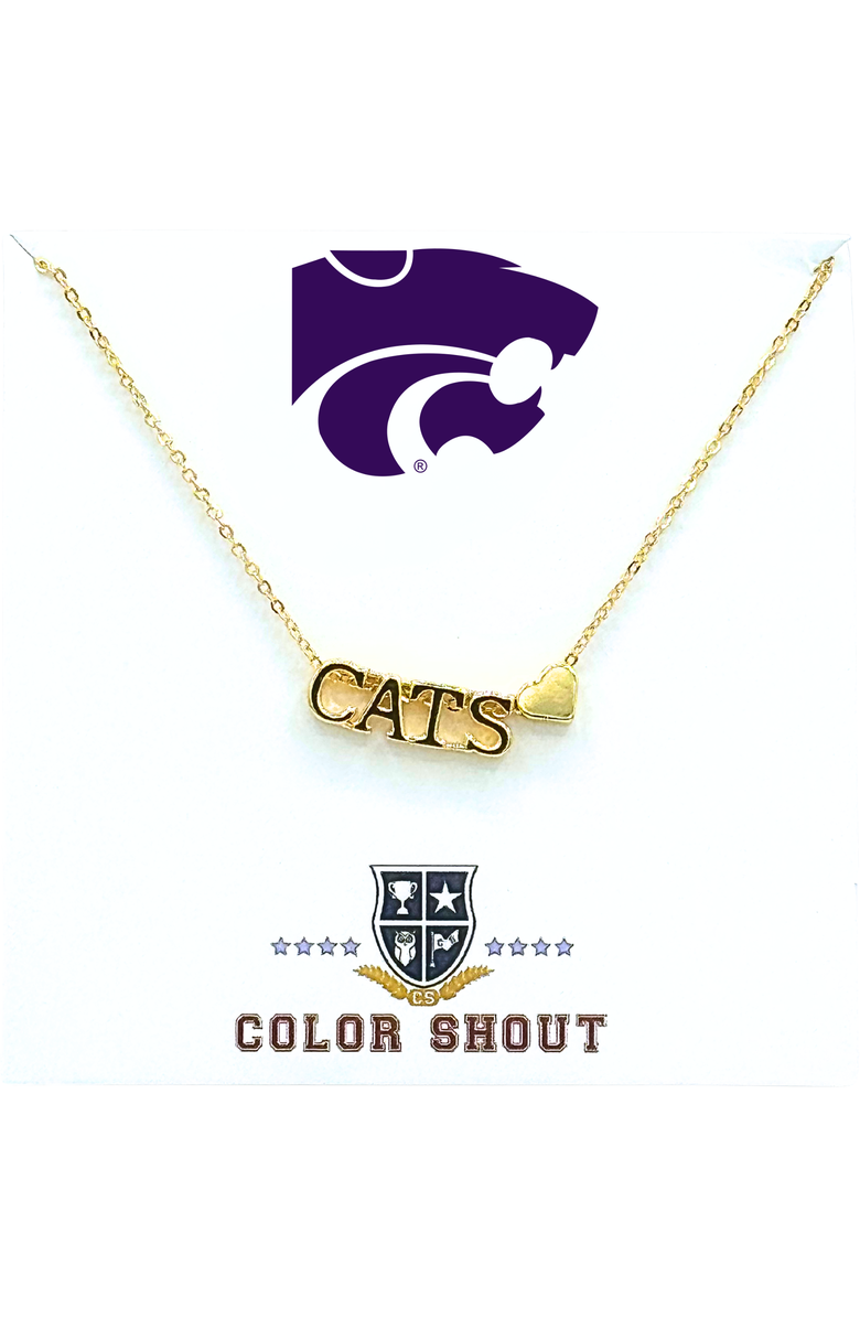 Color Shout Kansas State University Gold Heart Necklace, Main, color, Yellow Gold