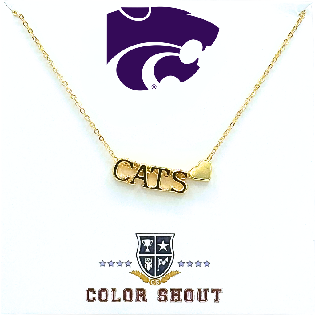 Color Shout Kansas State University Gold Heart Necklace In Multi