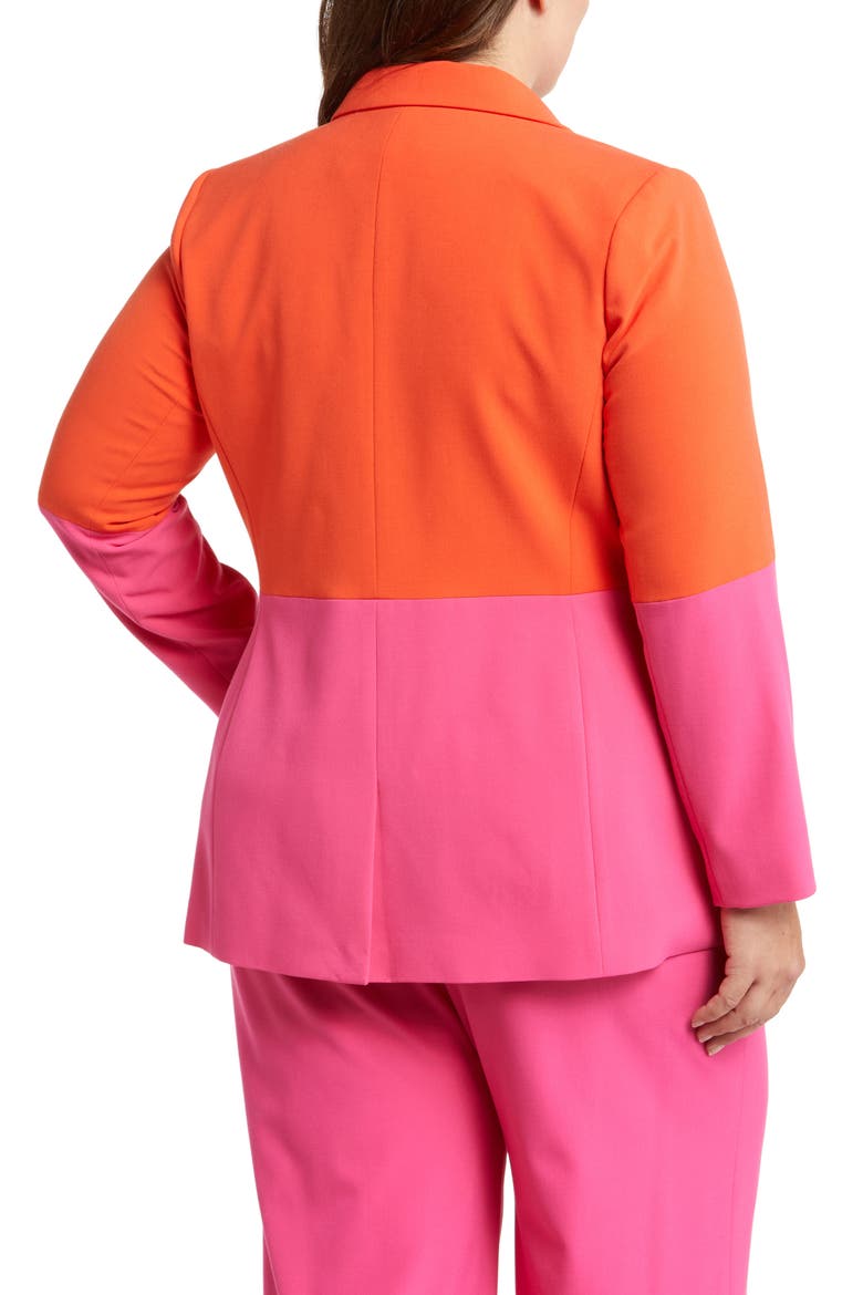 Colorblock Peak Lapel Blazer, Alternate, color, TOMATO/ HOT PINK