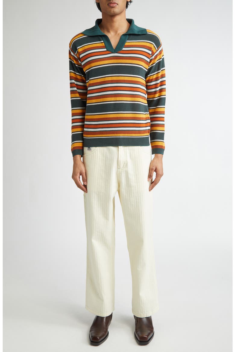 Boxy Parakeet Stripe Long Sleeve Polo, Alternate, color, MULTICOLOR