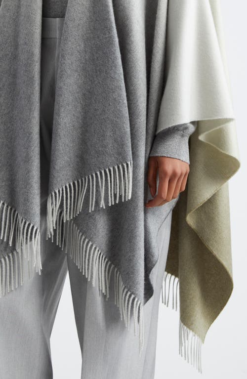 Johnstons Of Elgin Ombré Fringe Trim Cashmere Cape In Gray