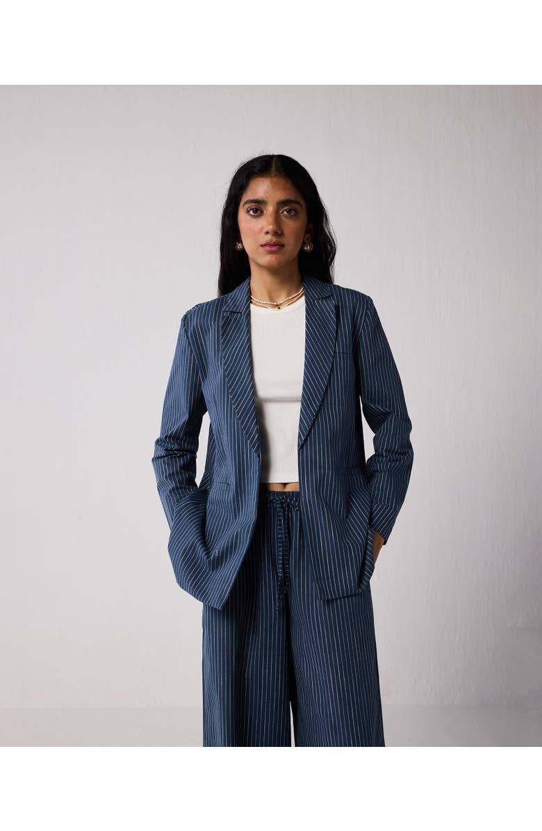 Reistor Weekday Blazer and Wide-leg Drawstring Pants Set, Alternate, color, Twilight Tracks