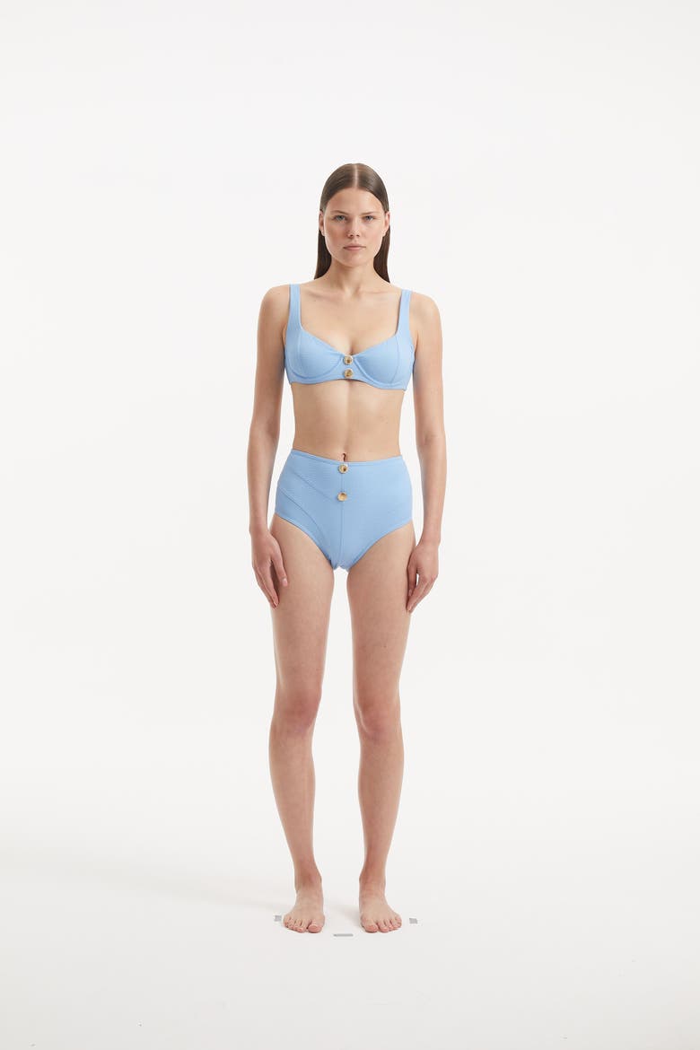 Adva High Waist Textured Bikini Bottom, Alternate, color, Blue