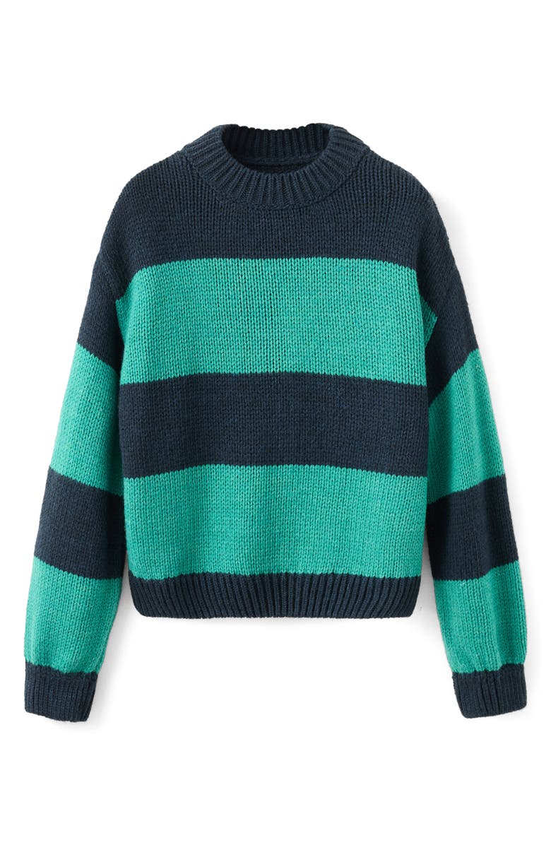 MANGO Knit Striped Sweater, Alternate, color, Green