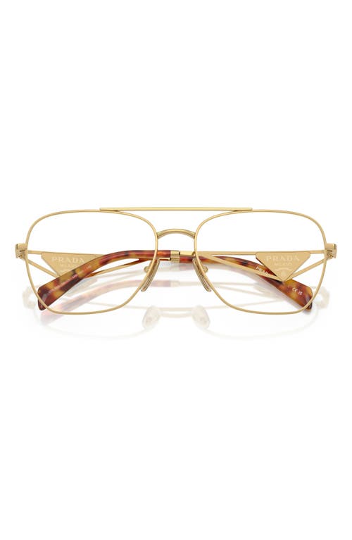 Prada 57mm Pilot Optical Glasses In Gold