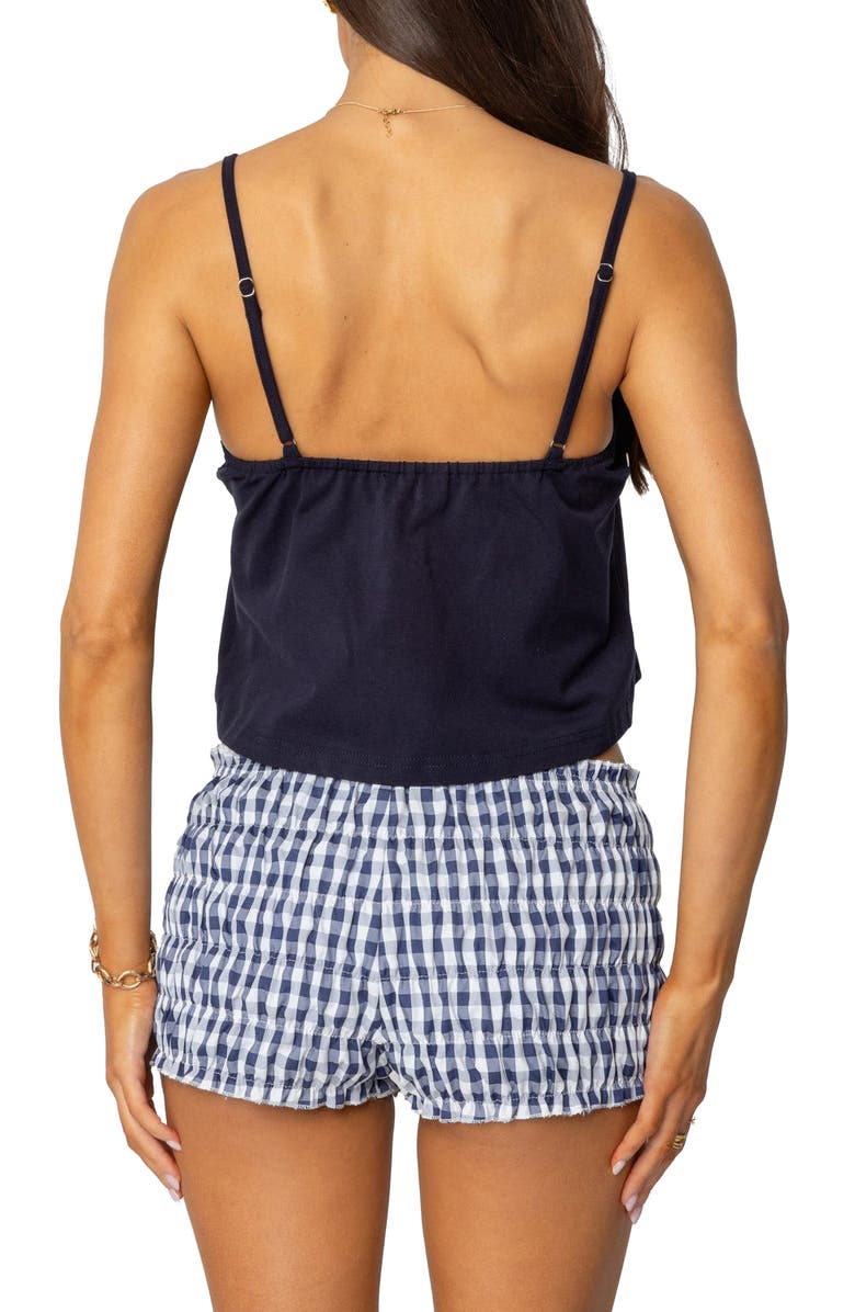 EDIKTED Odette Tie Front Crop Top, Alternate, color, Navy