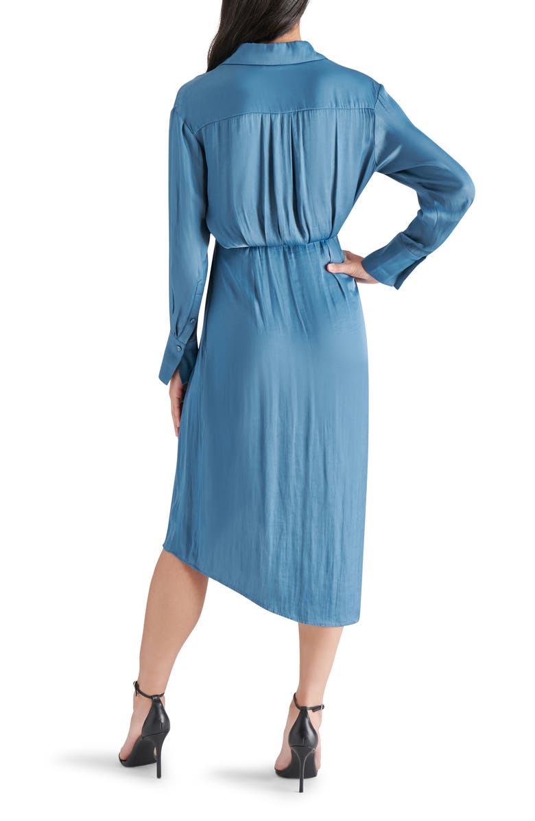 Steve Madden Martina Long Sleeve Faux Wrap Midi Shirtdress, Alternate, color, Ocean Blue