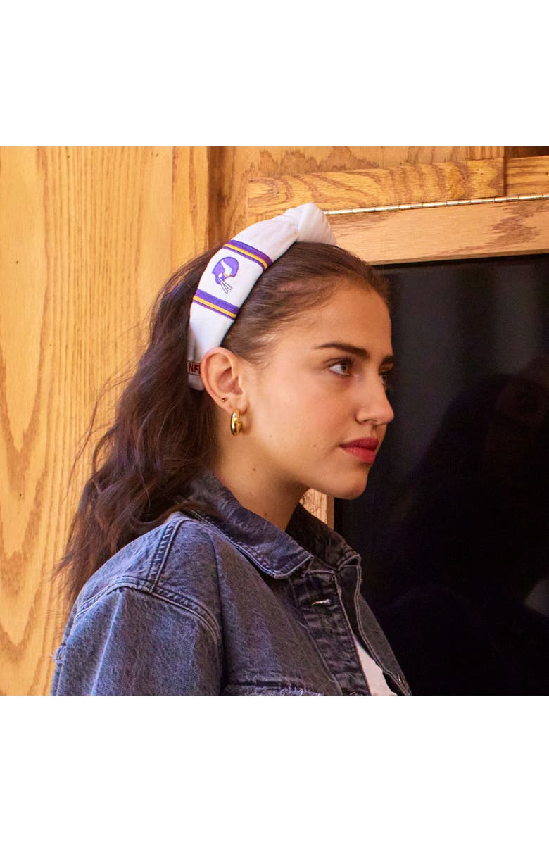 Lele Sadoughi Minnesota Vikings Embroidered Knotted Headband, Alternate, color, Ivory 100