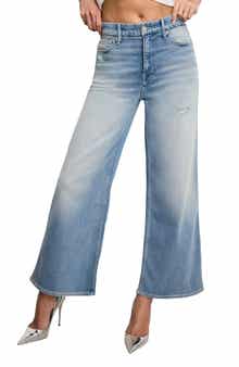 Good American Good Skate Ankle Wide Leg Jeans