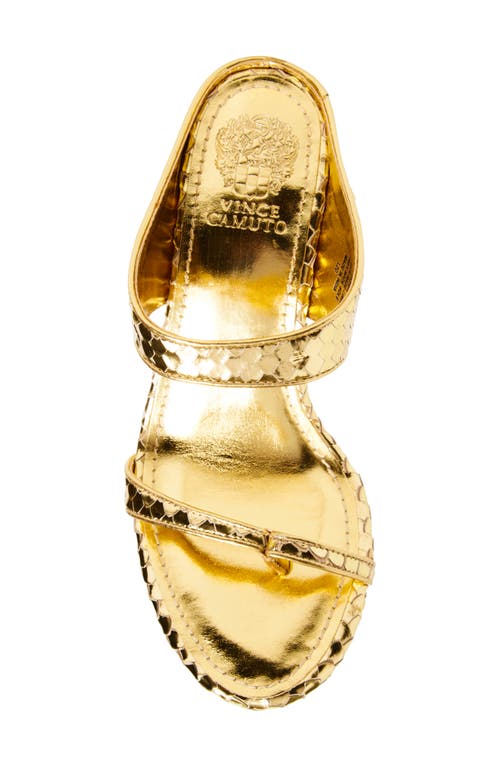 Vince Camuto Brisa Lizard Embossed Mule Sandal In Gold