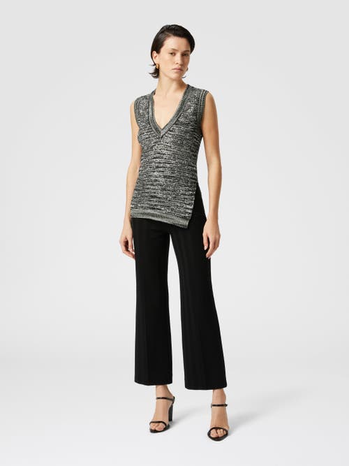 Shop Missoni Sleeveless Top In Slub Knit With Sequins And V-neck In Green & Black