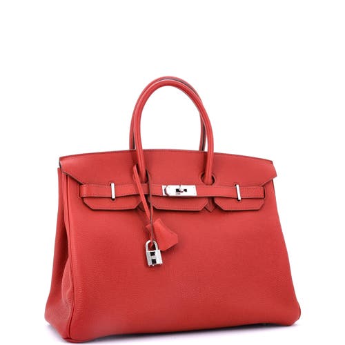 Pre-owned Hermes Hermes Birkin Handbag Red Togo With Palladium Hardware 35 In Red