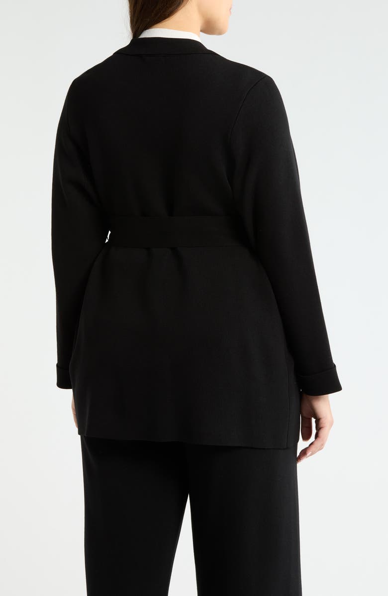 Tahari ASL Tie Waist Cardigan, Alternate, color, Black