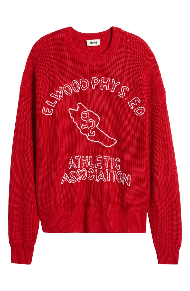 Elwood School Spirit Embroidered Graphic Crewneck Sweater, Alternate, color,