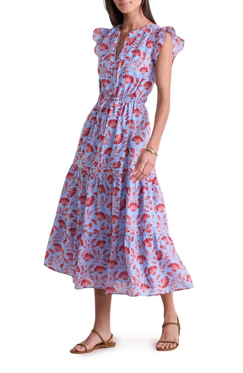 Abigail Floral Tie Waist Cotton Voile Dress