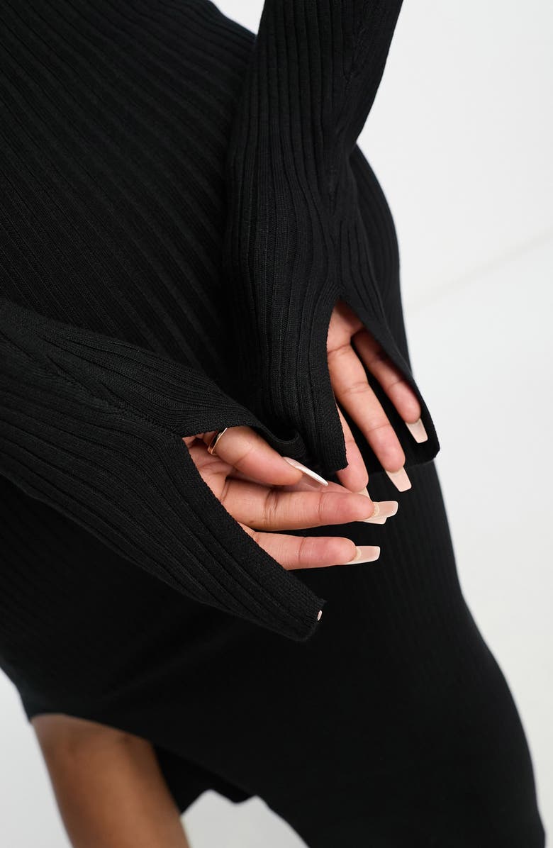 ASOS DESIGN Long Sleeve Ribbed Sweater Dress, Alternate, color, 