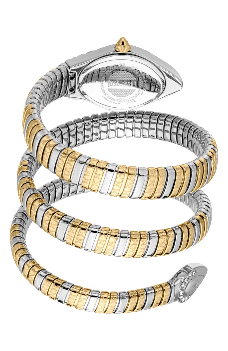 Just Cavalli Snake Wraparound Bracelet Watch, 20mm x 34.5mm, Alternate, color,