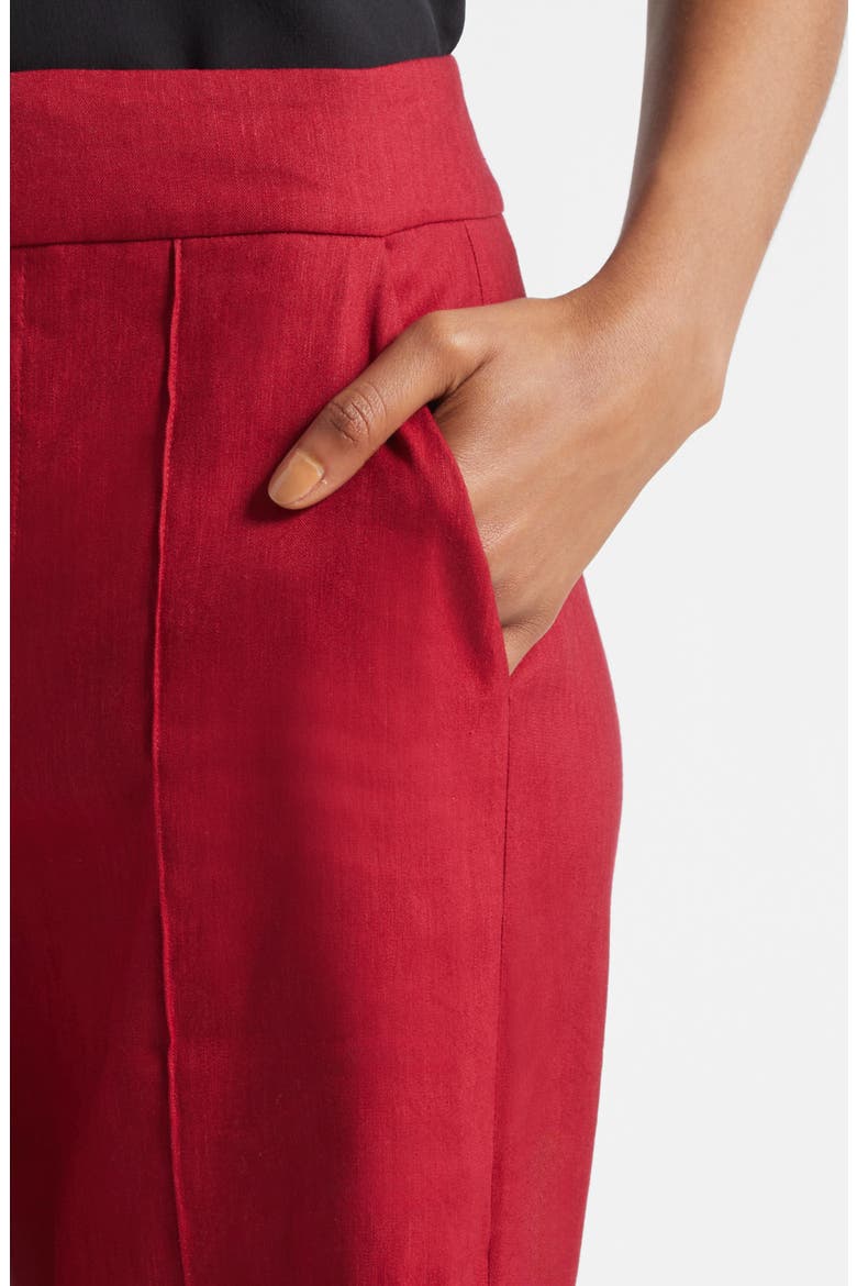 Dylan High Waist Wide Leg Linen Blend Pants, Alternate, color, DARK CHERRY