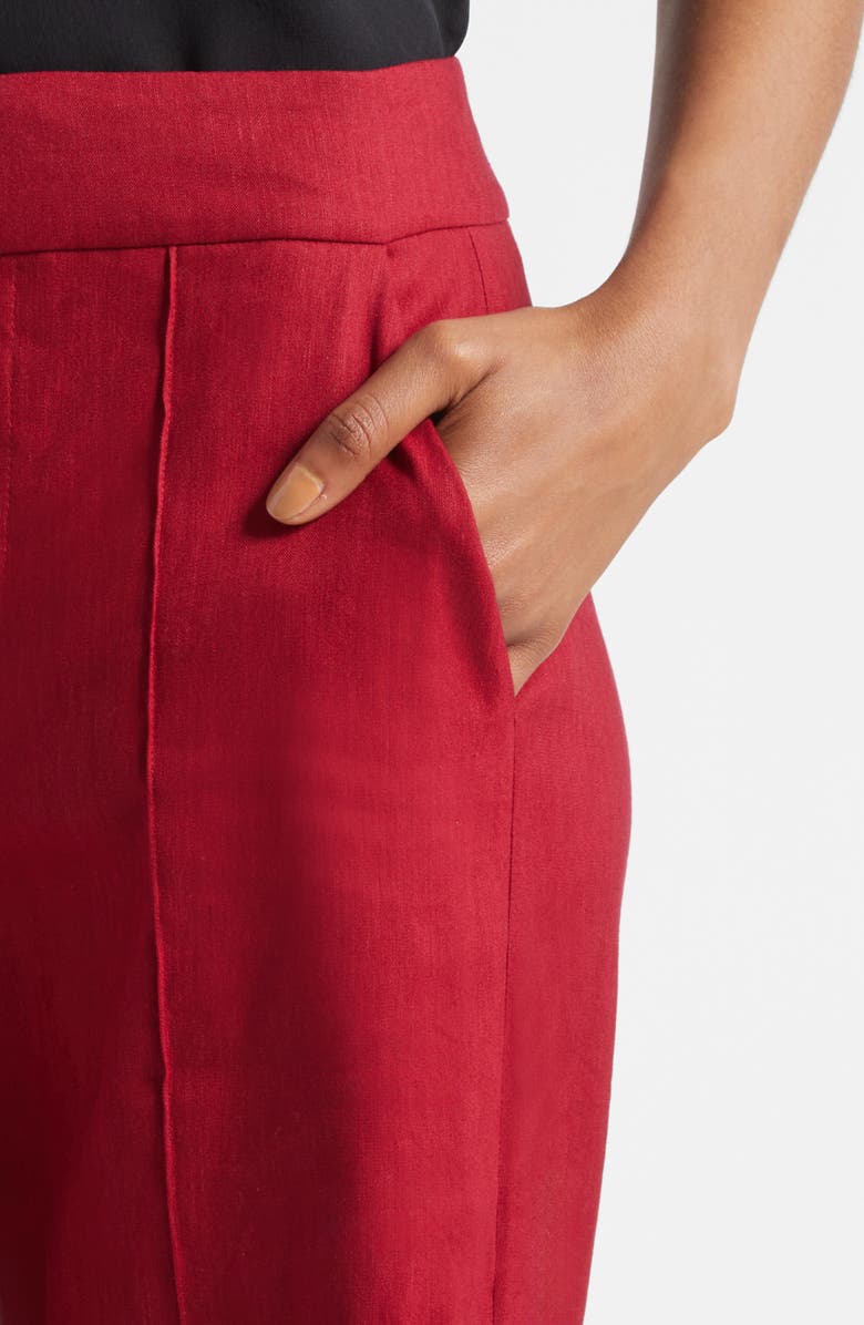 Alice + Olivia Dylan High Waist Wide Leg Linen Blend Pants, Alternate, color, 