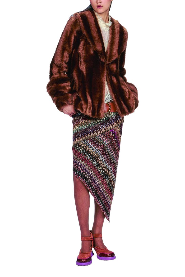 Faux Mink Swing Coat, Alternate, color, Caramel
