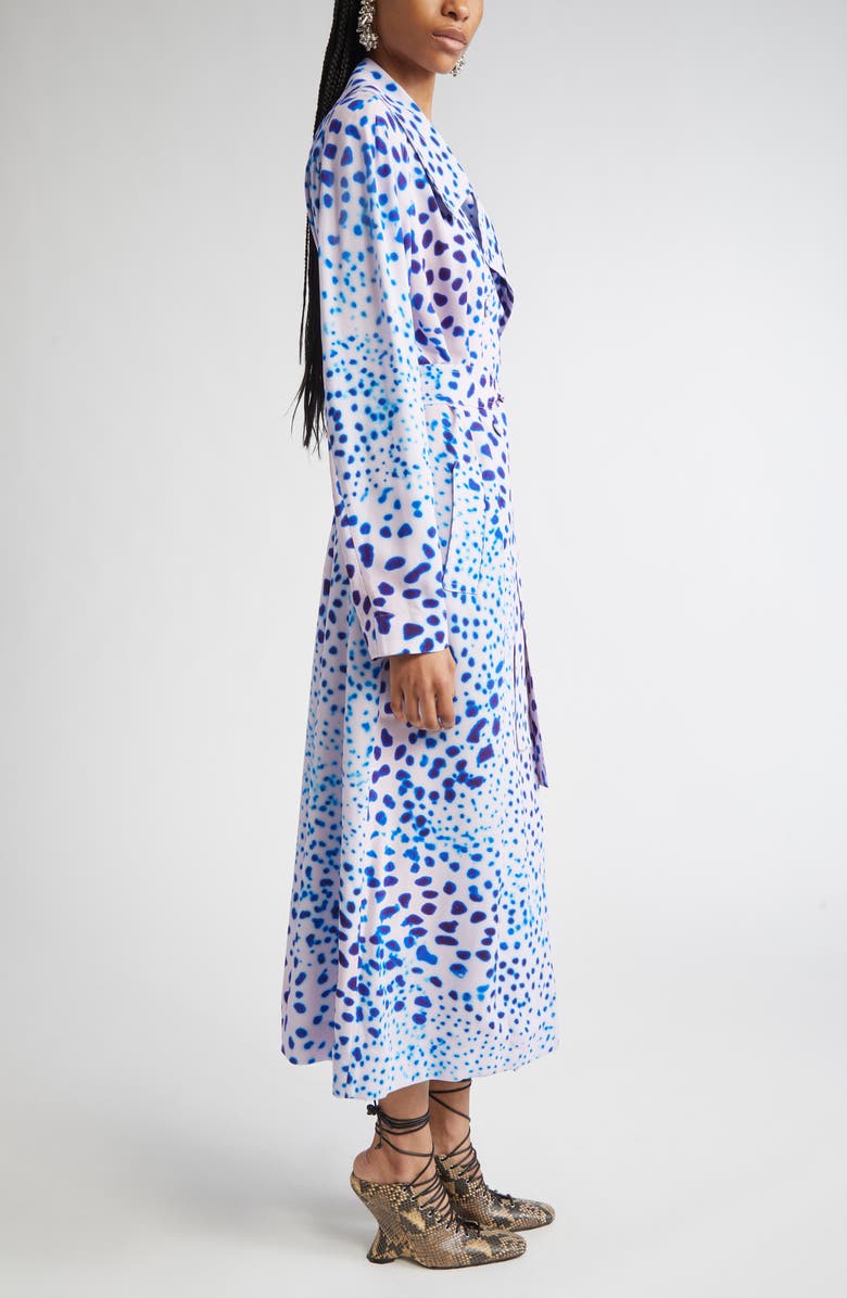 Dries Van Noten Rolana Orchid Spots Belted Crepe Trench Coat, Alternate, color,